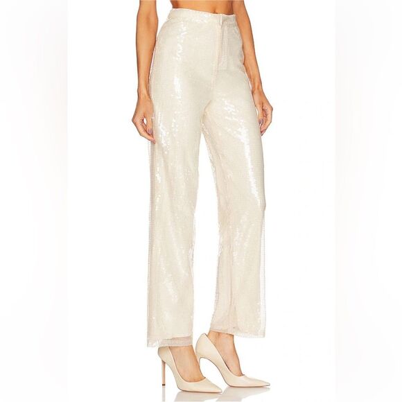 RevolveMore To Come Georgie Pant Ivory White Sequin Wide Leg High Rise - S - Picture 2 of 10